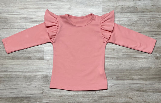 Dark Pink Long Sleeve Flutter Top - Salt Threads